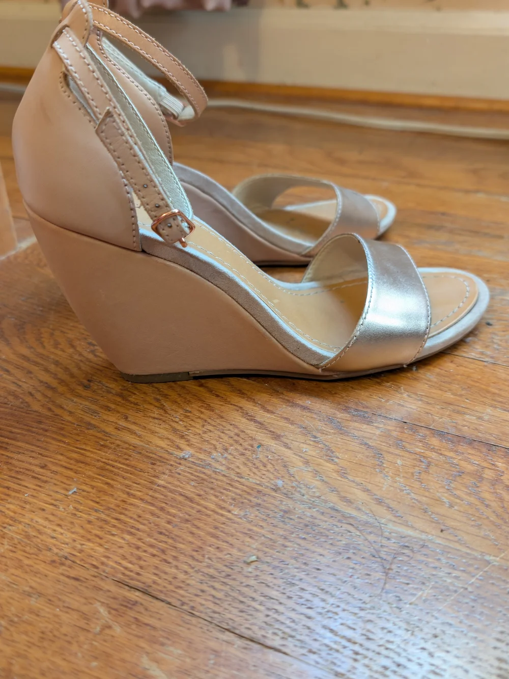Seychelles Rose Gold Metallic Wedge Sandals